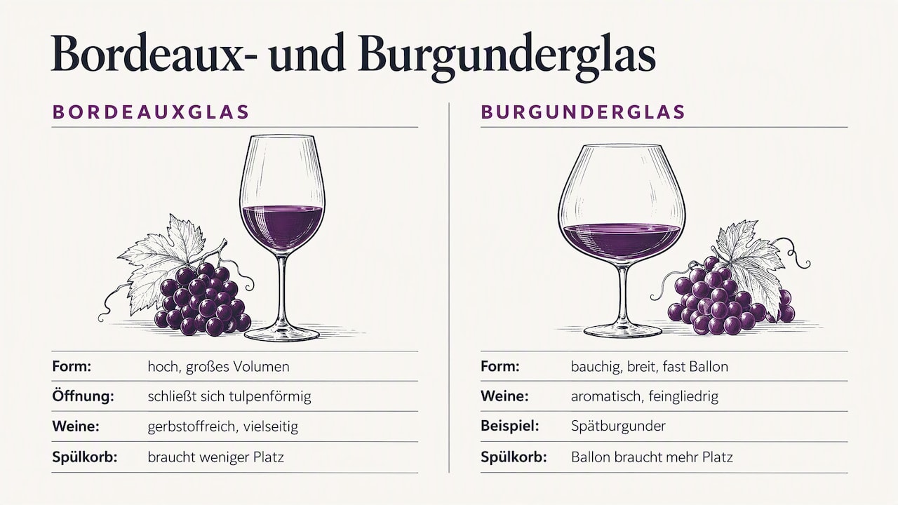 Bordeaux- und Burgunderglas im Formvergleich